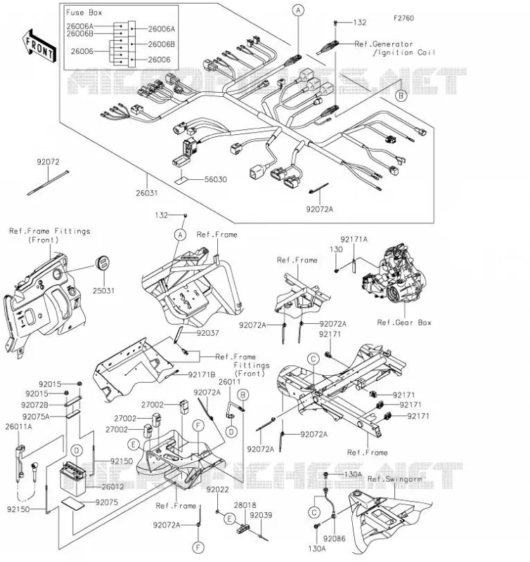 CHASSIS EQUIPMENT ELECTRIQUE Kawasaki SSV 400 2019 MULE SX  KAF400SKF