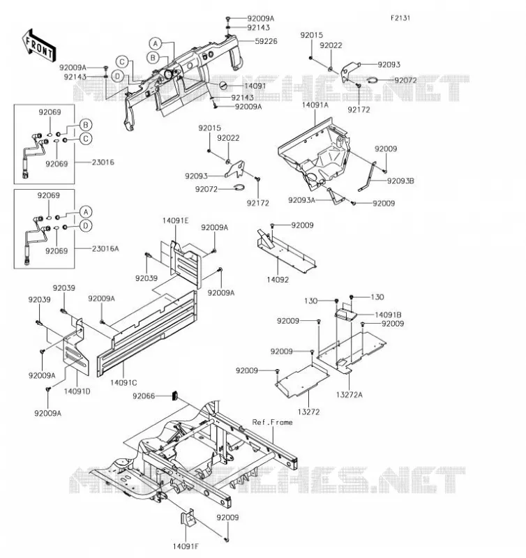 PIECE DE CADRE (COUVERTURE) Kawasaki SSV 620 2019 MULE 4000  KAF620PKF