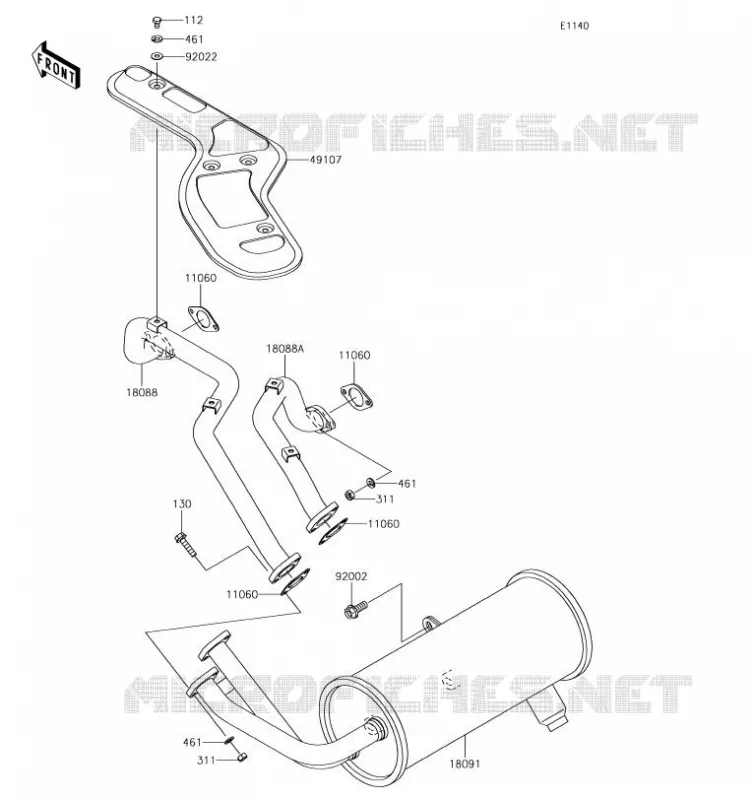 &Eacute;CHAPPEMENT Kawasaki SSV 620 2019 MULE 4000 TRANS  KAF620WKF