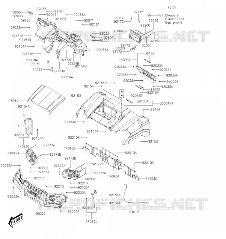 GARDE BOUE AVANT Kawasaki SSV 700 2019 MULE PRO-MX  KAF700AKF