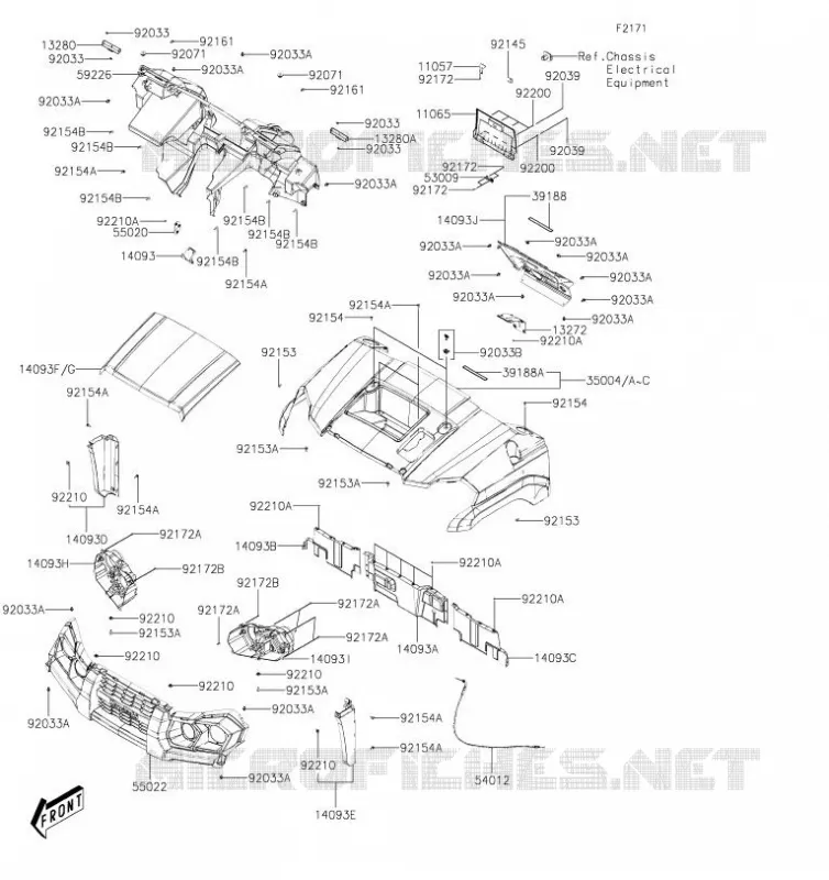 GARDE BOUE AVANT Kawasaki SSV 700 2019 MULE PRO-MX  KAF700BKF