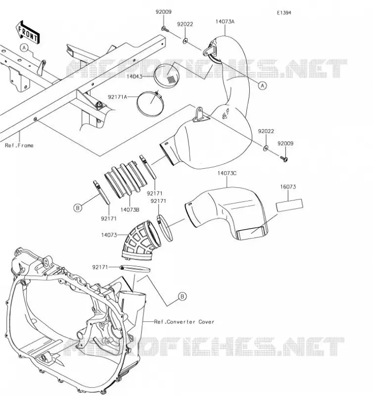 FILTRE A AIR - CONVERTISSEUR Kawasaki SSV 820 2019 MULE PRO-FX  KAF820EKF