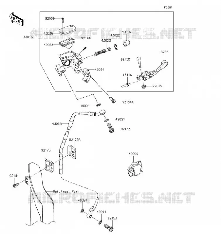 MAITRE CYLINDRE AV Kawasaki TOUT-TERRAIN 450 2019 KX450  KX450JKF