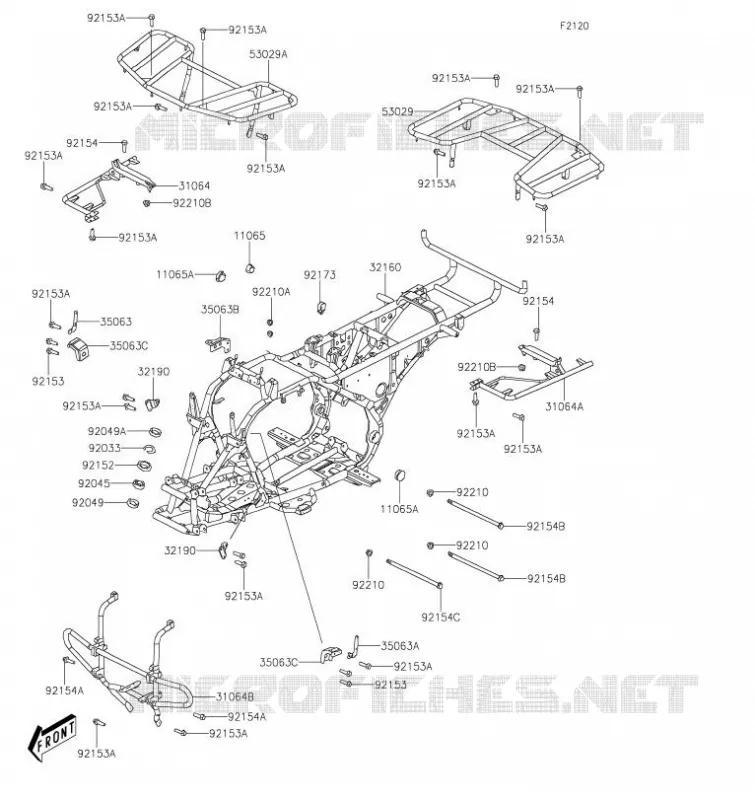 CH&Acirc;SSIS Kawasaki QUAD 300 2020 BRUTE FORCE 300  KVF300CLF