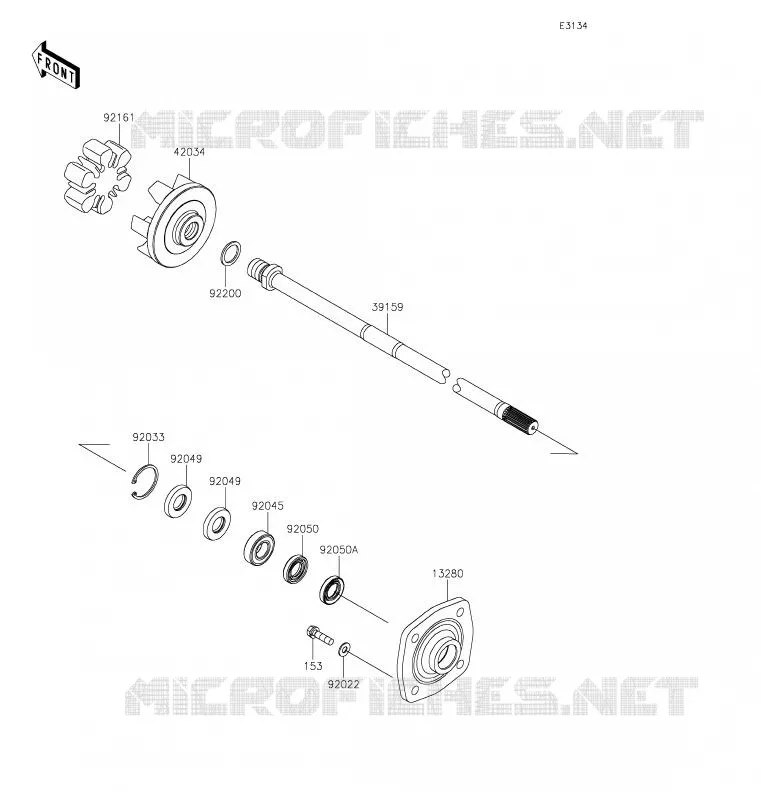 ARBRE DE TRANSMISSION Kawasaki JET SKI 1500 2020 JET SKI SX-R  JS1500ALF
