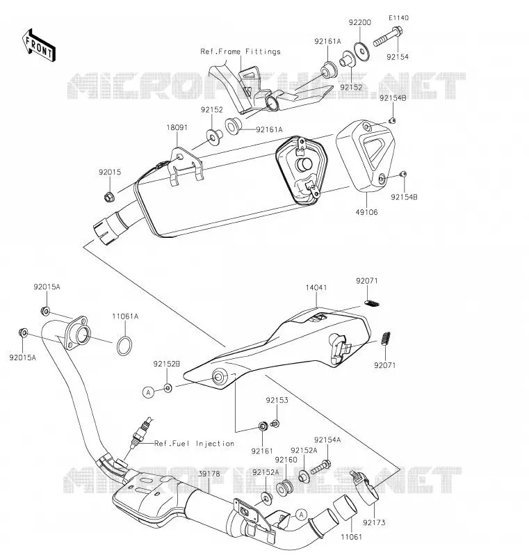 &Eacute;CHAPPEMENT Kawasaki MOTOS 125 2020 Z125  BR125KLF