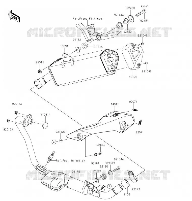 &Eacute;CHAPPEMENT Kawasaki MOTOS 125 2020 NINJA 125  BX125ALFA