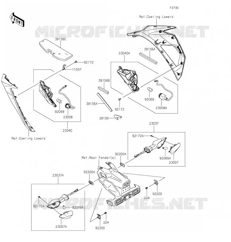 CLIGNOTANTS Kawasaki MOTOS 400 2020 NINJA 400  EX400GLFA