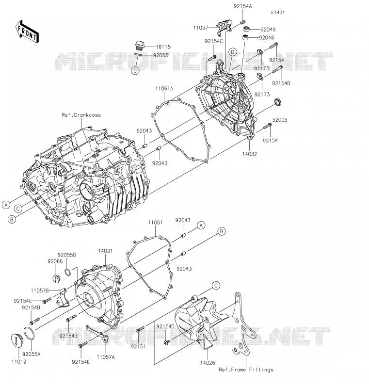 COUVERCLES MOTEUR Kawasaki MOTOS 400 2020 NINJA 400  EX400GLFA