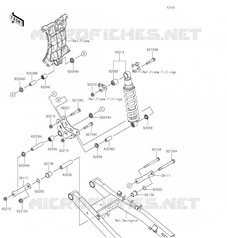 SUSPENSION/AMORTISSEUR Kawasaki MOTOS 400 2020 NINJA 400  EX400GLFA