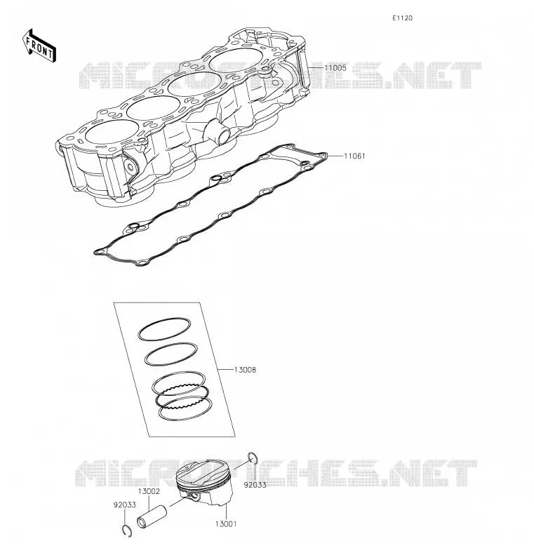 CYLINDRE/PISTON Kawasaki MOTOS 1000 2020 VERSYS 1000  KLZ1000CLF