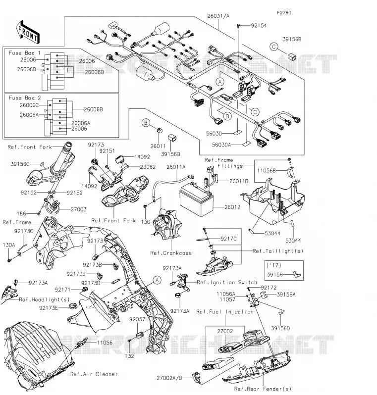 CHASSIS EQUIPMENT ELECTRIQUE Kawasaki MOTOS 1000 2020 Z1000 R EDITION  ZR1000JLF