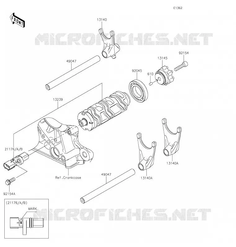 FOURCHETTE/BARRILLET DE SELECTION Kawasaki MOTOS 1000 2020 Z1000 R EDITION  ZR1000JLF