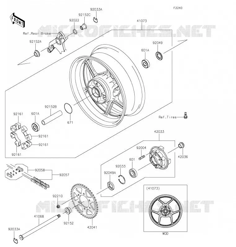 MOYEU ARRIERE Kawasaki MOTOS 1000 2020 Z1000 R EDITION  ZR1000JLF