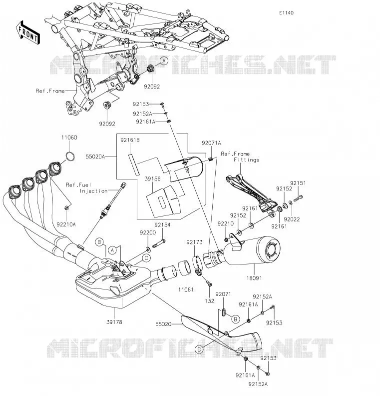&Eacute;CHAPPEMENT Kawasaki MOTOS 900 2020 Z900RS  ZR900CLF