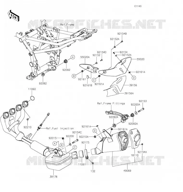 &Eacute;CHAPPEMENT Kawasaki MOTOS 900 2020 Z900  ZR900FLF