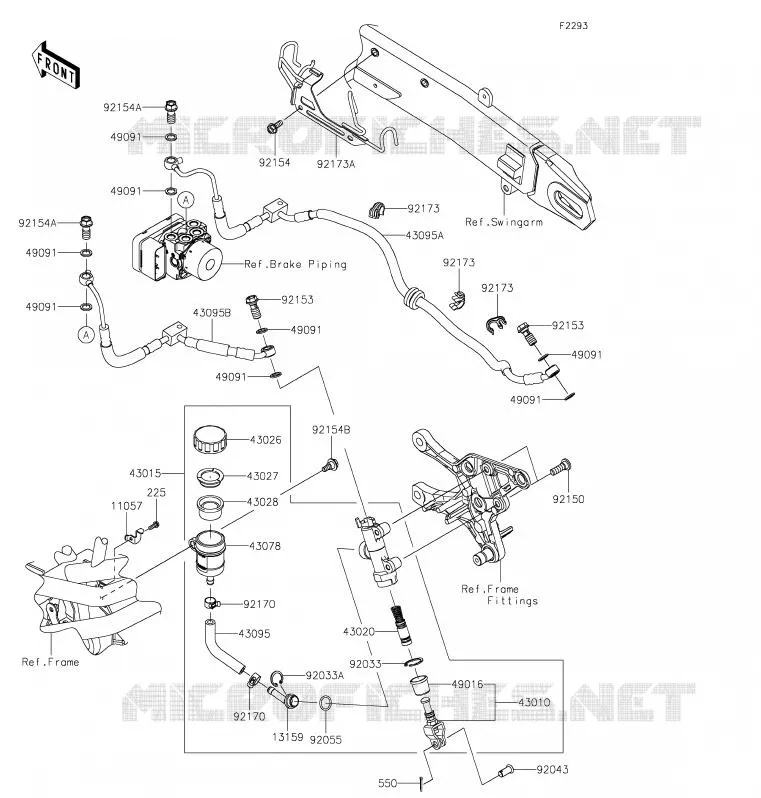 MAITRE CYLINDRE ARRI&Egrave;RE Kawasaki MOTOS 900 2020 Z900  ZR900HLF