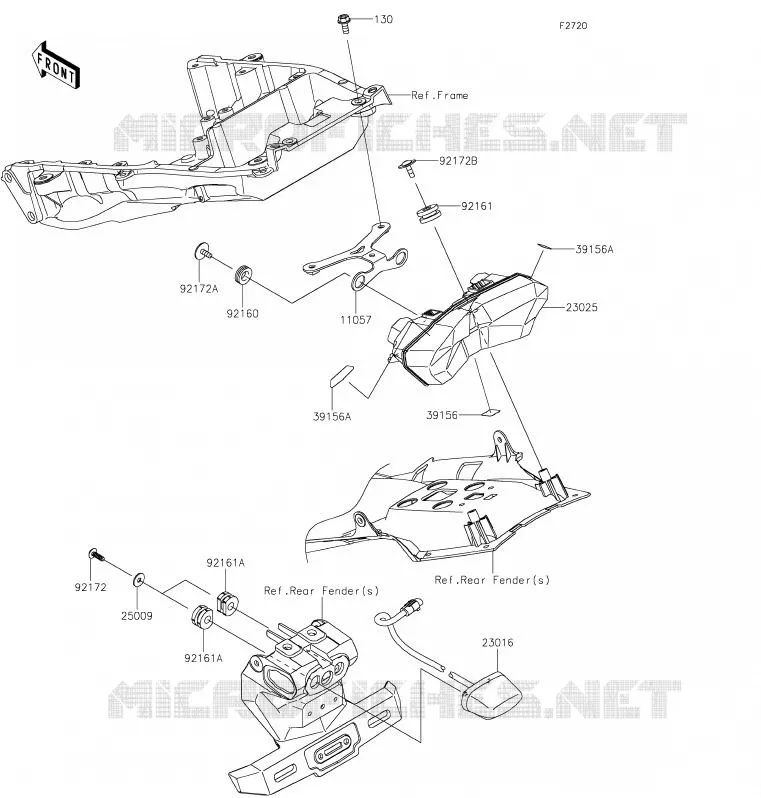 FEUX ARRI&Egrave;RE(S) Kawasaki MOTOS 1000 2020 NINJA H2 SX SE  ZX1002BLF