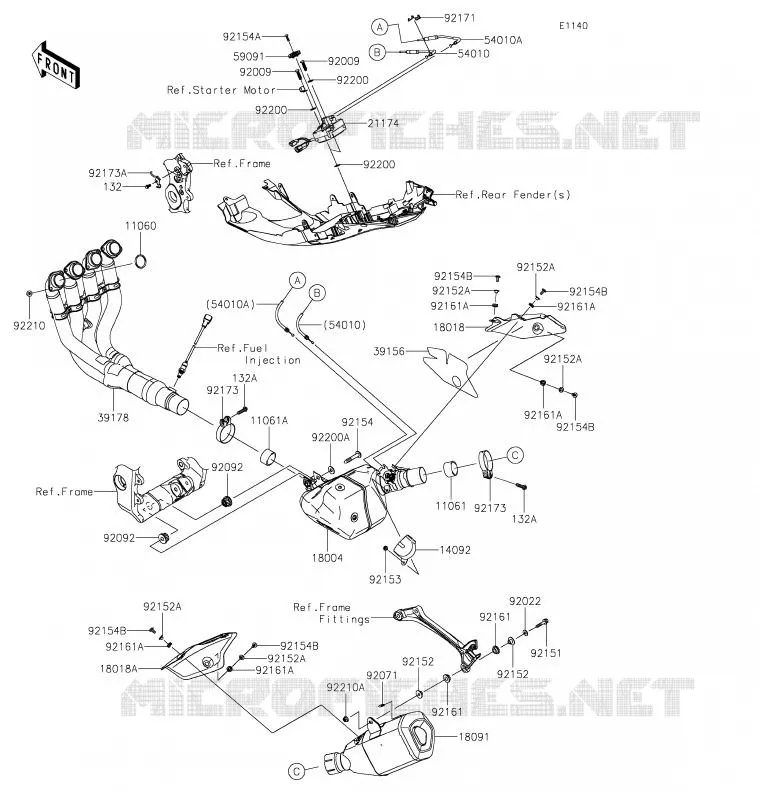&Eacute;CHAPPEMENT Kawasaki MOTOS 1000 2020 NINJA ZX-10R SE  ZX1002HLF
