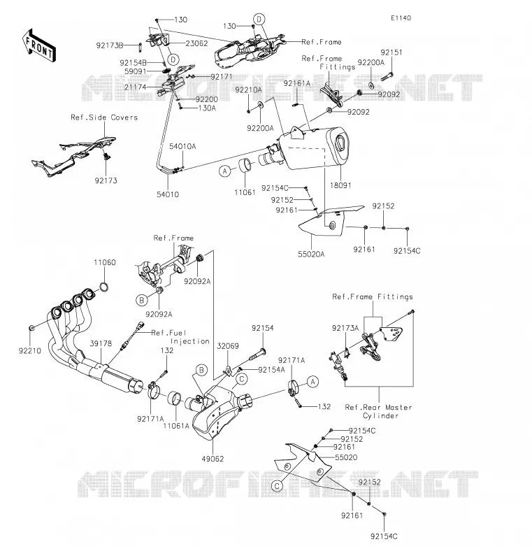 &Eacute;CHAPPEMENT Kawasaki MOTOS 600 2020 NINJA ZX-6R  ZX636HLF