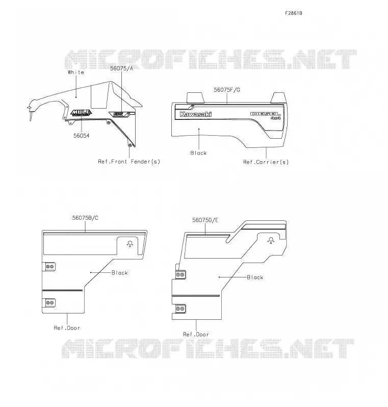 STICKER(WHITE) Kawasaki SSV 1000 2020 MULE PRO-DXT  KAF1000BLF