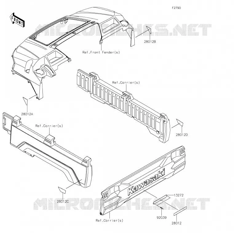 CATADIOPTRES(CN) Kawasaki SSV 1000 2020 MULE PRO-DX  KAF1000ELF
