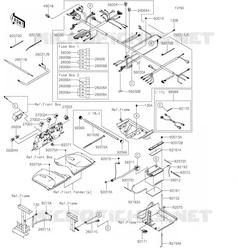 CHASSIS EQUIPMENT ELECTRIQUE Kawasaki SSV 1000 2020 MULE PRO-DX  KAF1000ELF