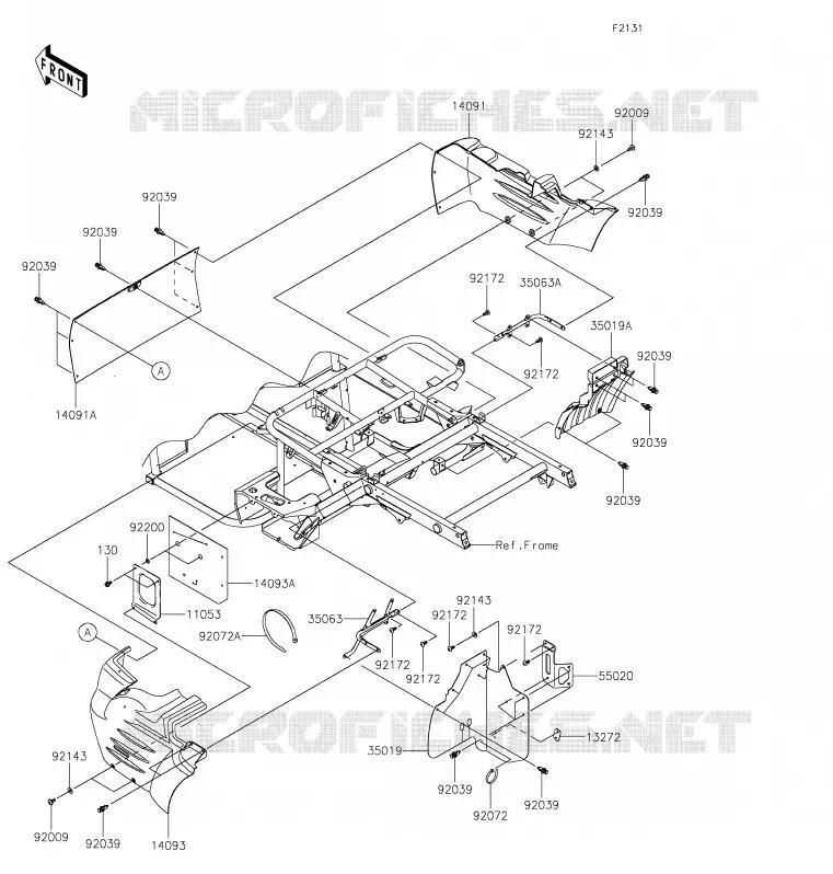 PIECE DE CADRE(ARRI&Egrave;RE) Kawasaki SSV 400 2020 MULE SX  KAF400JLF