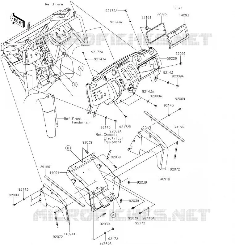 PIECE DE CADRE(AVANT) Kawasaki SSV 400 2020 MULE SX  KAF400RLF