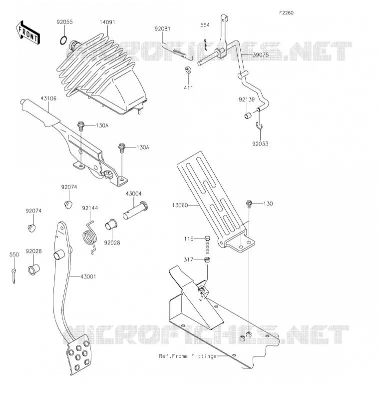 PEDALE DE FREIN/LEVIER ACCELERATEUR Kawasaki SSV 620 2020 MULE 4010 TRANS 4X4  KAF620RLF