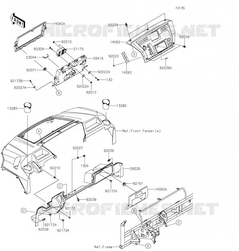 BOITE AVANT Kawasaki SSV 820 2020 MULE PRO-FXT  KAF820BLF