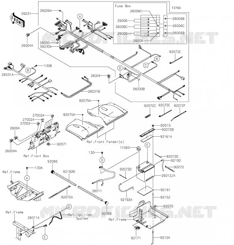 CHASSIS EQUIPMENT ELECTRIQUE Kawasaki SSV 820 2020 MULE PRO-FX  KAF820FLF