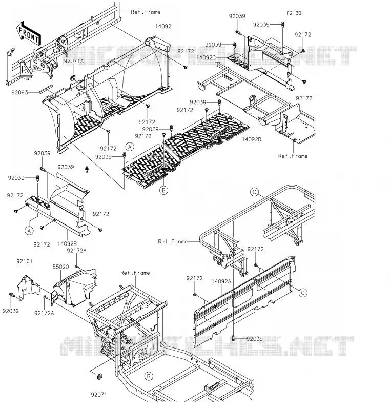 PIECE DE CADRE(AVANT) Kawasaki SSV 820 2020 MULE PRO-FX  KAF820FLF