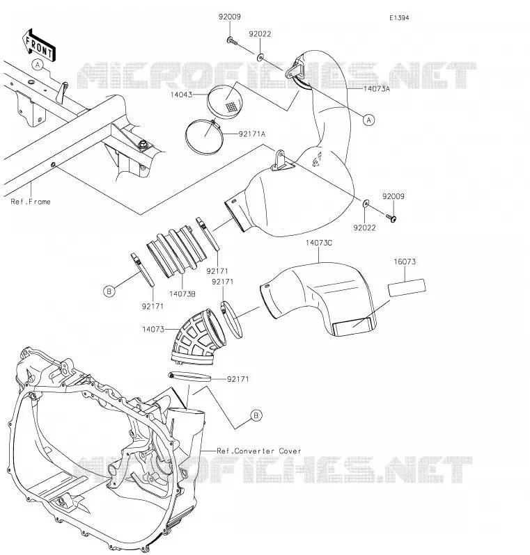 FILTRE A AIR - CONVERTISSEUR Kawasaki SSV 820 2020 MULE PRO-FXT  KAF820JLF