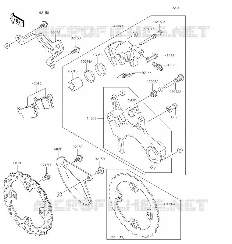 FREIN ARRIERE Kawasaki TOUT-TERRAIN 450 2020 KLX450R  KLX450ALF