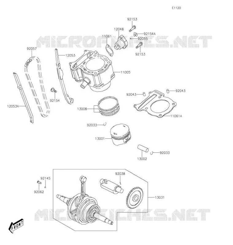 CYLINDRE/PISTON Kawasaki QUAD 300 2021 BRUTE FORCE 300  KVF300CMFNN