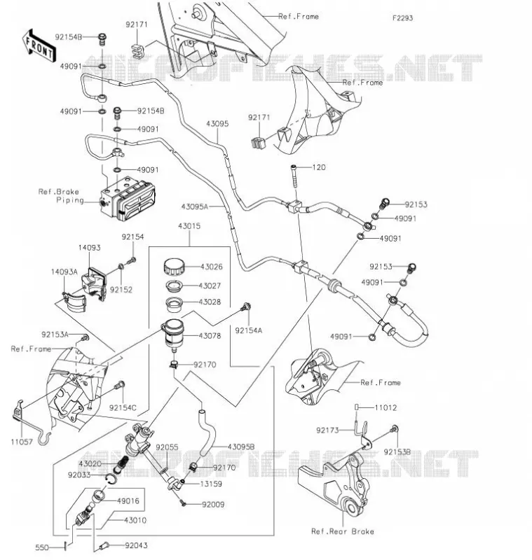 MAITRE CYLINDRE ARRI&Egrave;RE Kawasaki MOTOS 800 2021 W800  EJ800EMFNN