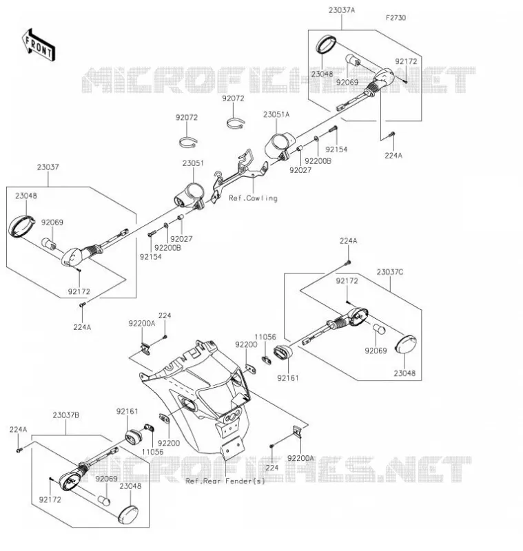 CLIGNOTANTS Kawasaki MOTOS 650 2021 VULCAN S CAFE  EN650EMFNN