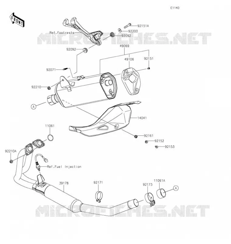 SILENCIEUX D'ECHAPPEMENT Kawasaki MOTOS 400 2021 Z400  ER400DMFNN