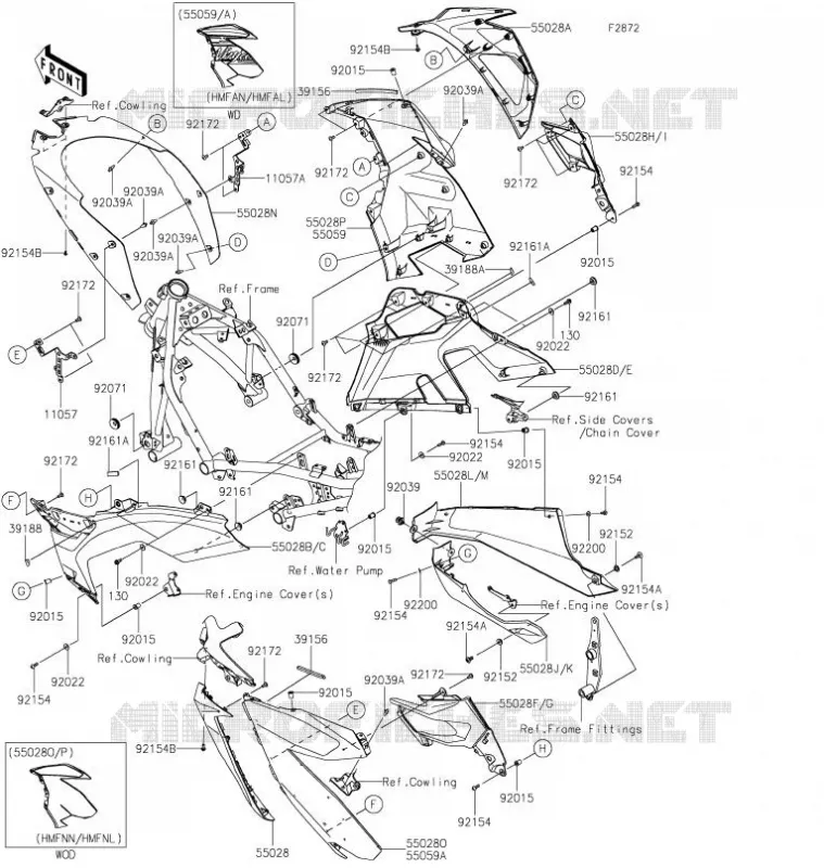 CARENAGE INFERIEUR Kawasaki MOTOS 400 2021 NINJA 400  EX400HMFNN