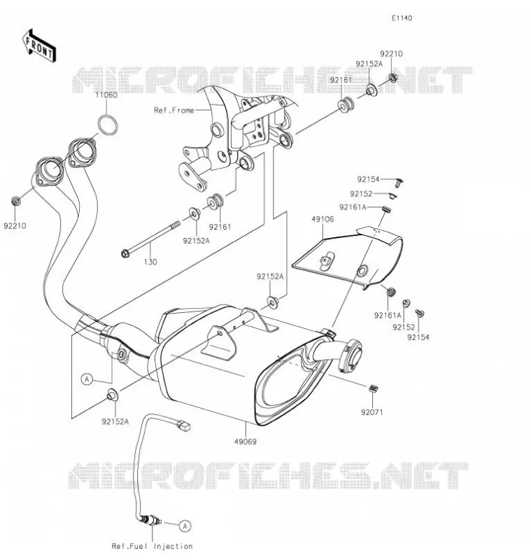&Eacute;CHAPPEMENT Kawasaki MOTOS 650 2021 NINJA 650  EX650MMFAL
