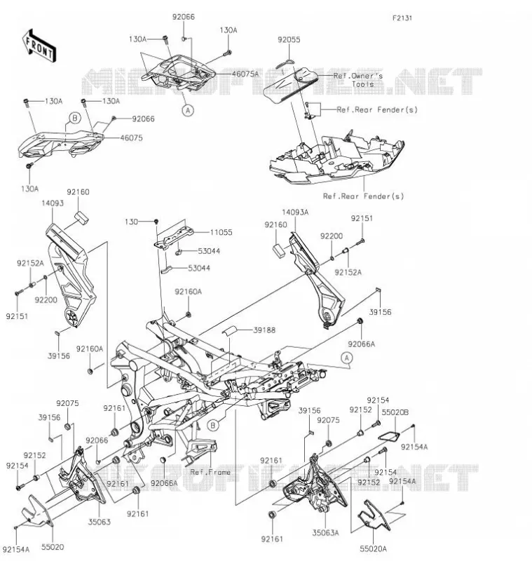 PIECE DE CADRE (COUVERTURE) Kawasaki MOTOS 650 2021 VERSYS 650  KLE650FMFNL