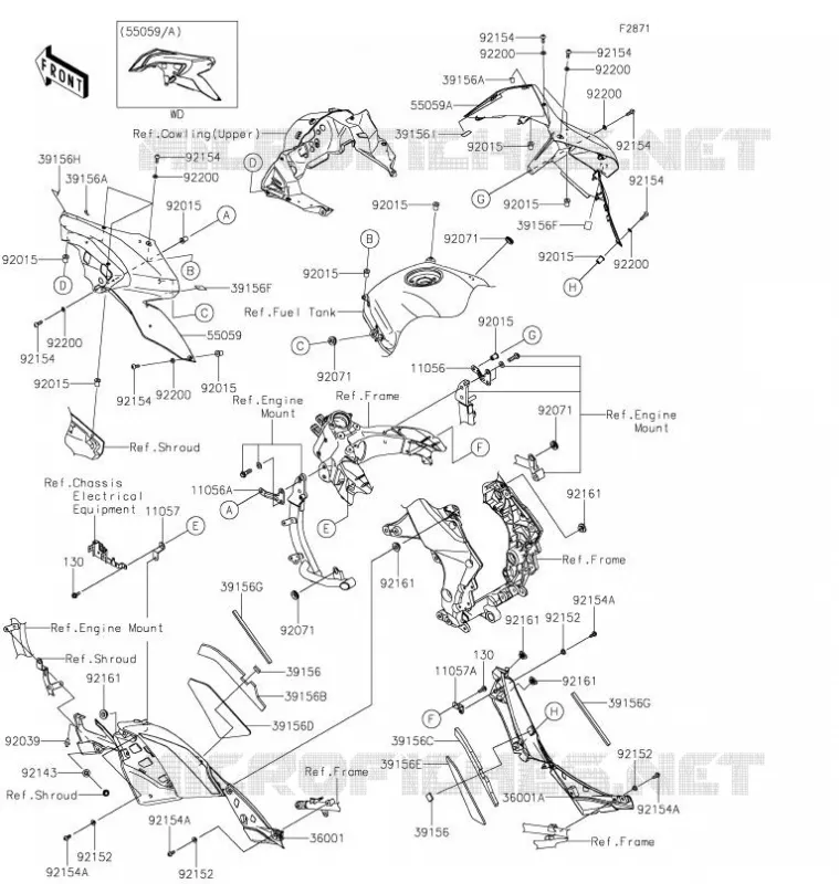 CARENAGES(Center) Kawasaki MOTOS 1000 2021 VERSYS 1000 SE  KLZ1000DMFNL