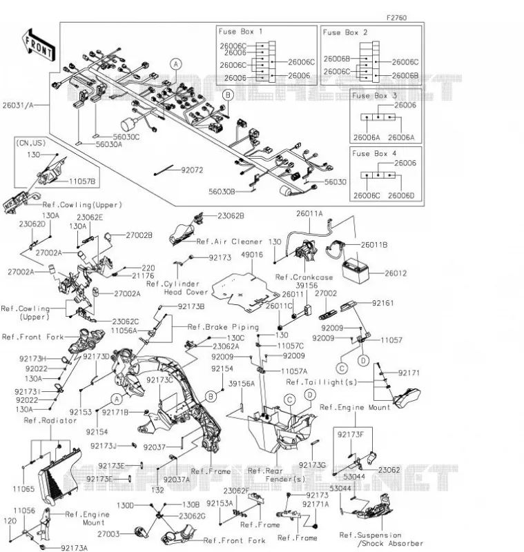 CHASSIS EQUIPMENT ELECTRIQUE Kawasaki MOTOS 1000 2021 VERSYS 1000 SE  KLZ1000DMFNL