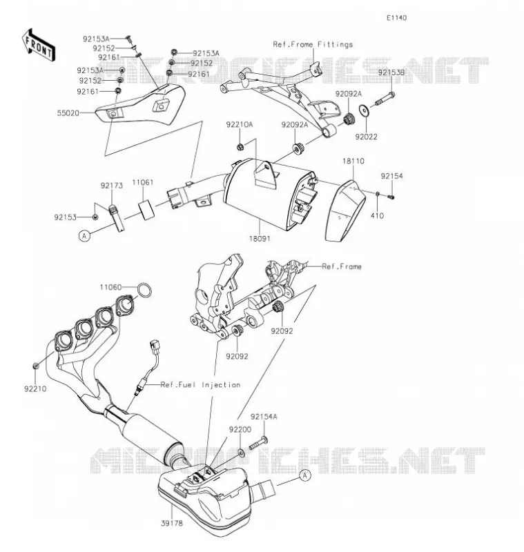&Eacute;CHAPPEMENT Kawasaki MOTOS 1000 2021 VERSYS 1000 S  KLZ1000EMFNN