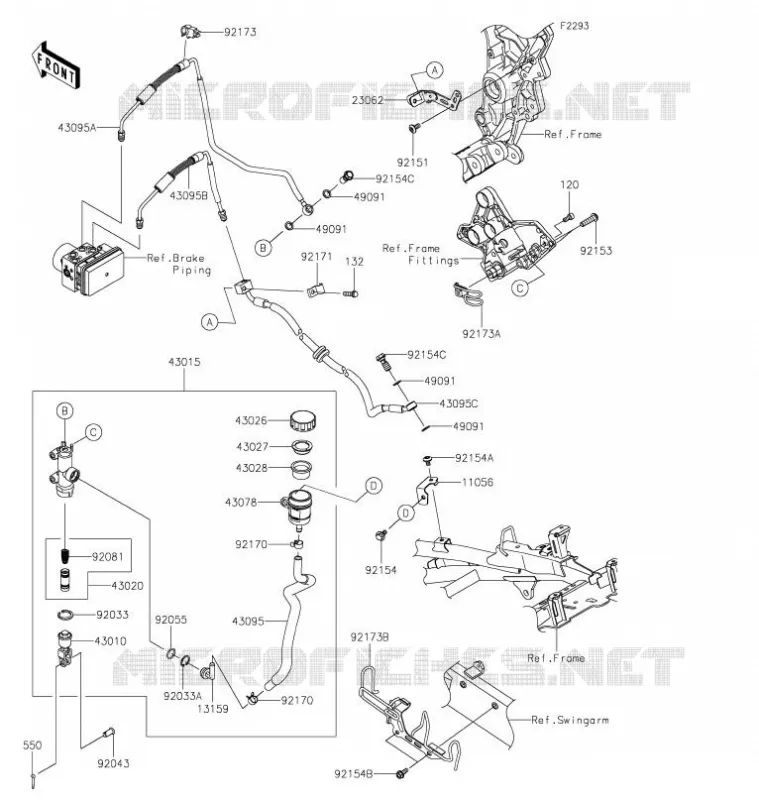 MAITRE CYLINDRE ARRI&Egrave;RE Kawasaki MOTOS 1000 2021 VERSYS 1000 S  KLZ1000EMFNN