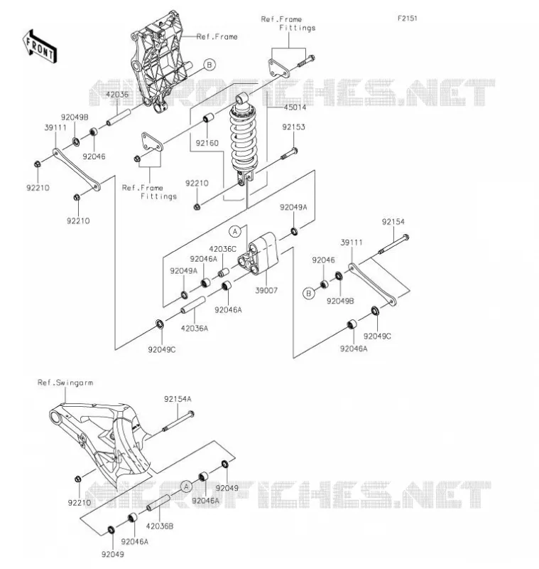 SUSPENSION/AMORTISSEUR Kawasaki MOTOS 1000 2021 Z H2  ZR1000KMFNN