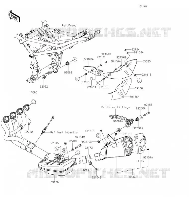 &Eacute;CHAPPEMENT Kawasaki MOTOS 900 2021 Z900  ZR900FMFNL