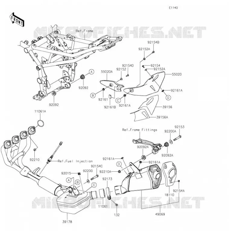 &Eacute;CHAPPEMENT Kawasaki MOTOS 900 2021 Z900  ZR900HMFNN