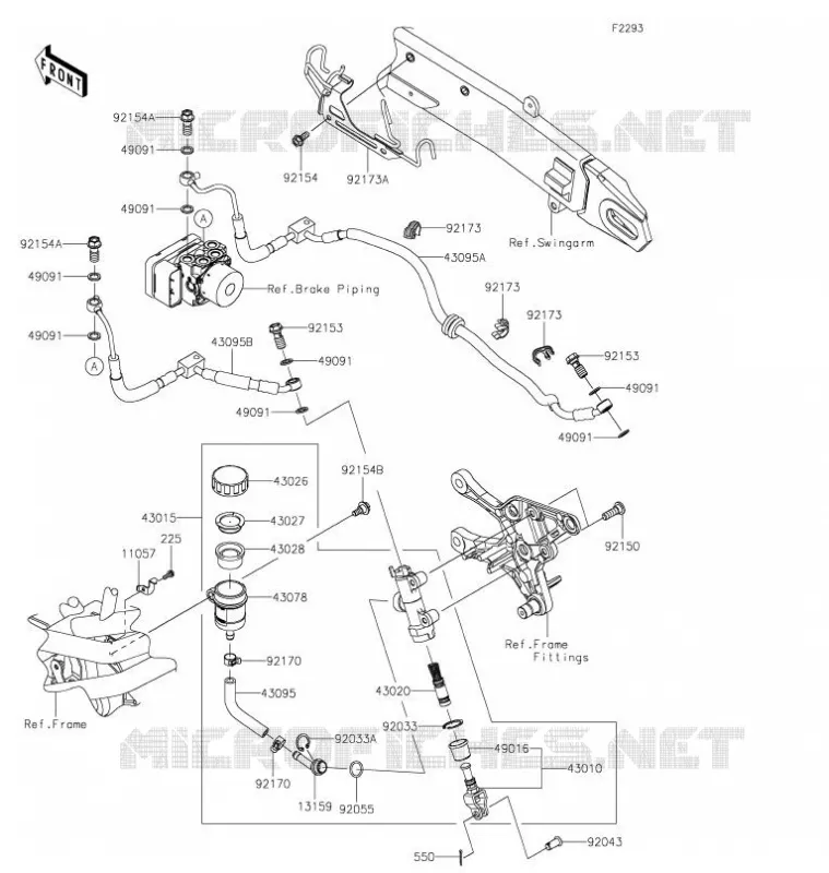 MAITRE CYLINDRE ARRI&Egrave;RE Kawasaki MOTOS 900 2021 Z900  ZR900HMFNN